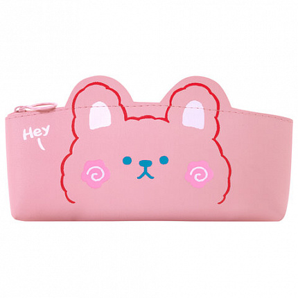 Пенал ЮНЛАНДИЯ ЮНИОР, 1 отделение, искусственная кожа, "Pink bear", 20х9х7 см, 273818