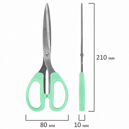Ножницы BRAUBERG "CLASSIC PRO" 3 шт. (155, 185, 210 мм), мятные ручки, ВЫГОДНАЯ УПАКОВКА, 272979