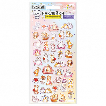 Наклейки бумажные 17,5х9,5 см, ассорти 12 видов, FUNSTER (ФАНСТЕР), 666676