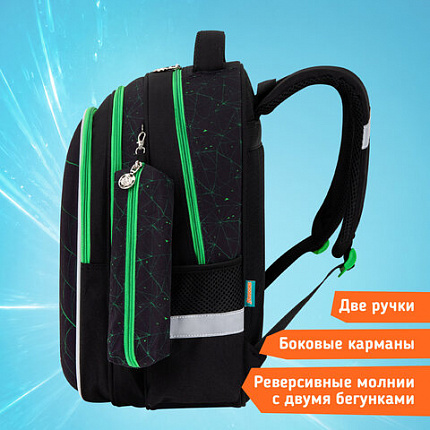 Рюкзак SNOOBAG (СНУБЭГ) MIND с пеналом в комплекте, 2 отделения, "Неоновый паук", 40х28х18 см, 274444