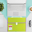 Папка-портфель пластиковая BRAUBERG "JOY", А4 (330х245х35 мм), 13 отделений, с окантовкой, салатовая, 227974