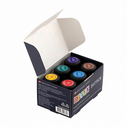 Краски акриловые для витража "Декола", 6 цветов по 20 мл, в банках, Невская Палитра, 42411064