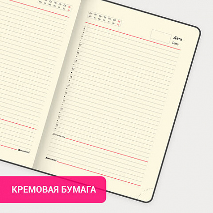 Ежедневник недатированный А5 155х213 мм BRAUBERG "Wild", под кожу, магнит, 160 л., ZEBRA, черный, 116233