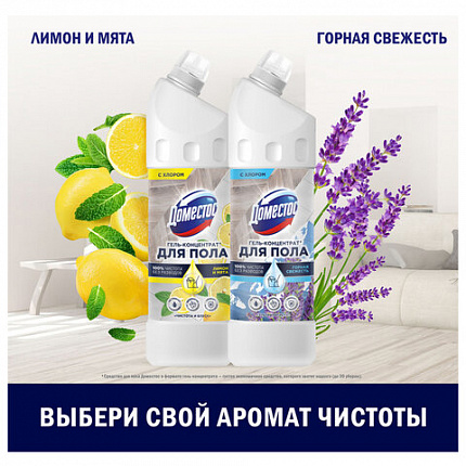 Средство для мытья пола и др.поверхностей 1л ДОМЕСТОС "Горная свежесть", гель-концент
