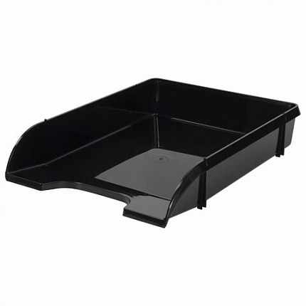 Лоток горизонтальный для бумаг BRAUBERG "Classic", 330х255х62 мм, черный, 237285