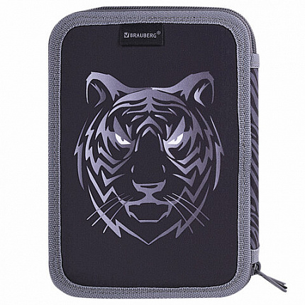 Пенал BRAUBERG, 3 отделения, полиэстер, 21х14 см, "Tiger", 271551