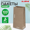 Крафт-пакет бумажный 12х8х24 см, КОМПЛЕКТ 100 шт., плотность 90 г/м2, LAIMA ECO CRAFT, 609682