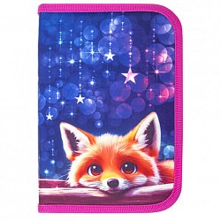 Пенал BRAUBERG, 1 отделение, 2 откидные планки, полиэстер, 21х14 см, Cute fox, 272318