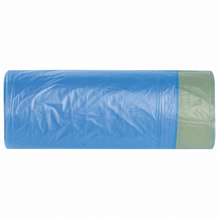 Мешки для мусора с завязками 60 л, синие, в рулоне 20 шт., прочные, ПНД 14 мкм, 55х62 см, LAIMA, 601397