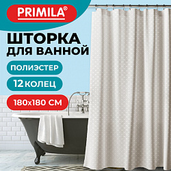 Шторка для ванной ПОЛИЭСТЕР, 180х180 см, кольца в комплекте, КОРИЧНЕВЫЙ БРИЛЛИАНТ, PRIMILA (ПРИМИЛА), 700091