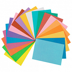 Пористая резина/фоамиран А4, 2 мм, НАБОР, 20 листов, 20 цветов, пастельные цвета, блестки, ОСТРОВ СОКРОВИЩ, 665665