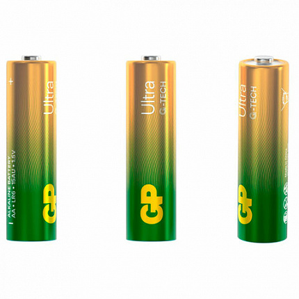 Батарейки КОМПЛЕКТ 2 шт., GP Ultra G-Tech, AA (LR6,15А), алкалиновые, пальчиковые, 15AUA21-2CRSBC2