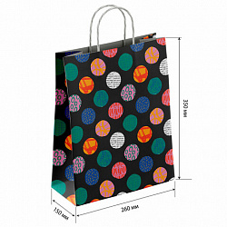 Крафт-пакет бумажный "Геометрия" 26х15х35 см, с кручеными ручками, плотность 100 г/м2, белый, 112306