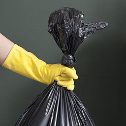 Мешки строительные для мусора 240л, черные, в рулоне 10шт, ПВД, 28мкм, YORK, 902230