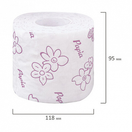 Бумага туалетная бытовая, спайка 12 шт., 3-слойная (12х16,8 м), PAPIA, Балийский цветок, 5058576