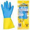 Перчатки латексно-неопреновые SCAFFA "Спектр", КЩС-1, хлопчатобумажное напыление, размер 9, L (большой), 00-01017727