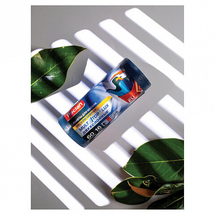 Мешки для мусора 60 л, с ушками, синие, рулон 16 шт., ПВД, 30 мкм, 60х75 см, PACLAN "Multitop Lux", 134474