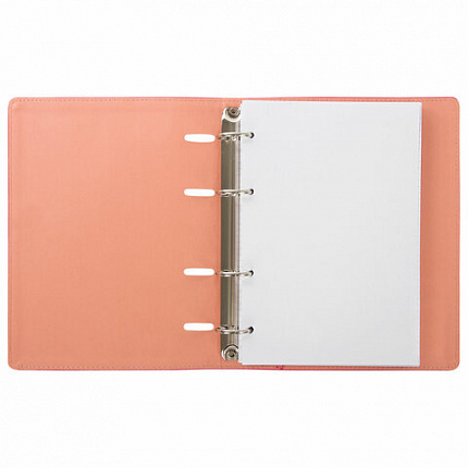 Тетрадь на кольцах А5 (180х220 мм), 120 листов, под кожу, клетка, BRAUBERG "Joy", розовый/светло-розовый, 129990