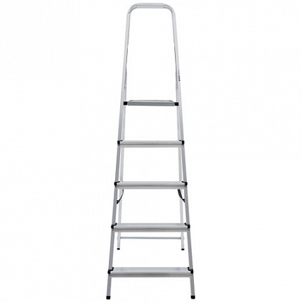 Стремянка алюминиевая 5 ступеней, высота площадки 1,04м, дуга безопасности 0,6м, площадка 26х26см, до 150кг, вес 4кг, НОВАЯ ВЫСОТА, 1110105