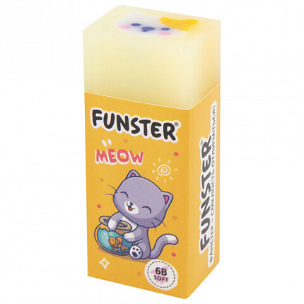 Ластик FUNSTER (ФАНСТЕР) "PETS", 50х21х16 мм, прямоугольный, картонный держатель, экологичный ПВХ, ассорти, 272725
