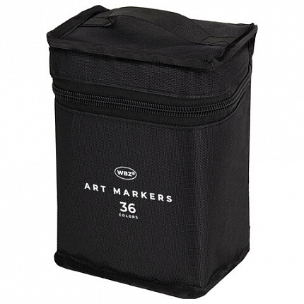 Маркеры для скетчинга двусторонние, НАБОР 36 шт., текстильный чехол, WBZ, 152572