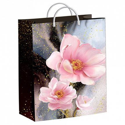 Пакет с пластиковой ручкой, мягкий пластик, 40х30 см, "Сказочные цветы", 140 мкм, н00242804