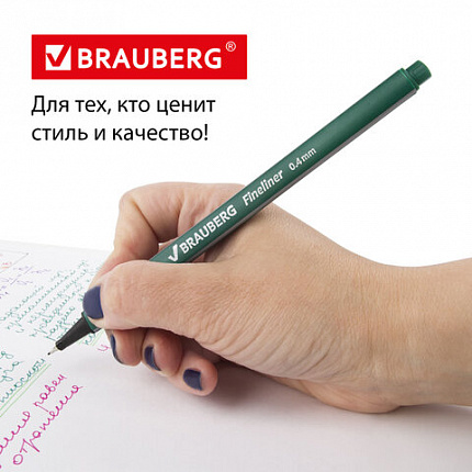 Набор капиллярных ручек (линеров) BRAUBERG 4 шт., АССОРТИ, "Aero", трехгранные, металлический наконечник, линия письма 0,4 мм, 141524