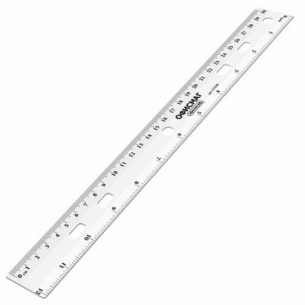 Линейка пластиковая 30 см, ОФИСМАГ, прозрачная, европодвес, 210286