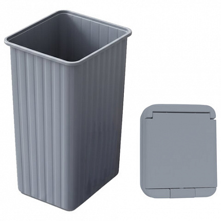 Ведро мусорное КОМПЛЕКТ с откидывающейся крышкой, прямоугольное, 12 литров, серое, PRIMILA, 702297