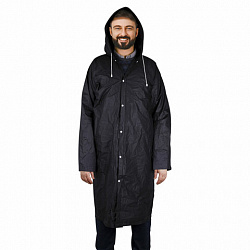 Дождевик плащ на кнопках, EVA, многоразовый прочный, чехол в комплекте, универсальный размер, черный, SHAMAANI (ШАМААНИ), 610932