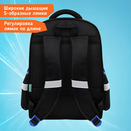 Рюкзак SNOOBAG (СНУБЭГ) FLOSSY, 2 отделения, 3 кармана, "Гонки", объемный дизайн, 40х28х18 см, 274442