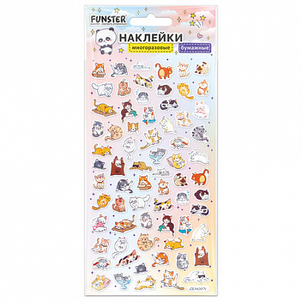 Наклейки бумажные 17,5х9,5 см, ассорти 12 видов, FUNSTER (ФАНСТЕР), 666676