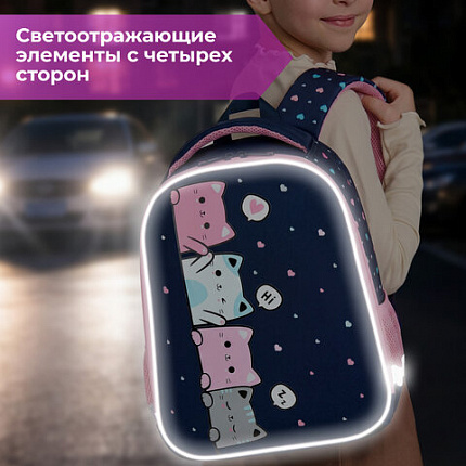 Ранец BRAUBERG KIDS START, 1 отделение, 2 кармана, "Четыре котика", 35х26х13 см, 273150
