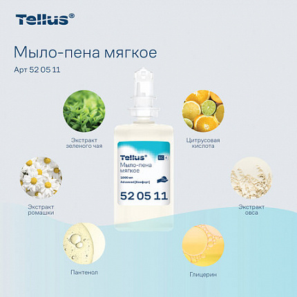 Картридж с жидким мылом-пеной одноразовый Tellus/TORK (Система S4) Advanced, мягкое, 1 л, 520511