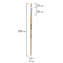 Кисть BRAUBERG, щетина, плоская, № 6, 200201