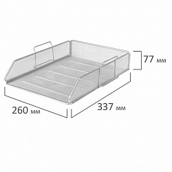 Лоток горизонтальный металлический для бумаг BRAUBERG "Germanium", А4 (260х337х77 мм), серебристый, 231955