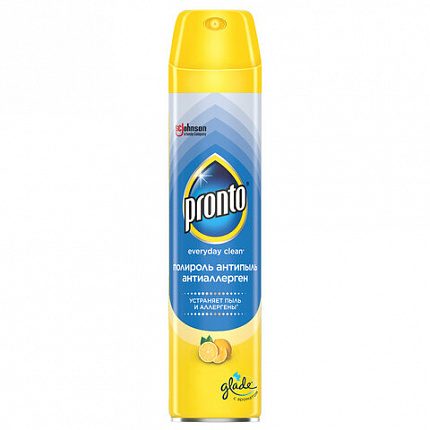 Полироль для мебели 250 мл, PRONTO "Антипыль" Антиаллерген, аэрозоль, 864904