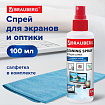 Чистящий набор с плотной микрофиброй для экранов и оптики BRAUBERG, спрей 100 мл, 510341