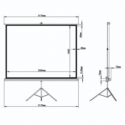 Экран проекционный на треноге (150х200 см), матовый, 4:3, BRAUBERG "TRIPOD", 236732