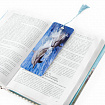 Закладка для книг с линейкой 3D-ОБЪЕМНАЯ BRAUBERG, "Дельфины", с декоративным шнурком, 128094