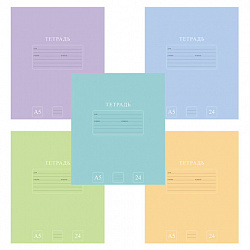 Тетрадь 24 л., HATBER-ECO линия, офсет №2 ЭКОНОМ, обложка картон, PUREcolour (микс в спайке), 092113, 24Т5C2
