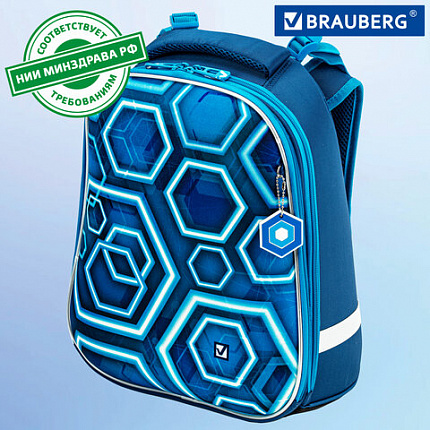Ранец BRAUBERG PREMIUM, 2 отделения, с брелоком, Techno, 38х29х16 см, 227812
