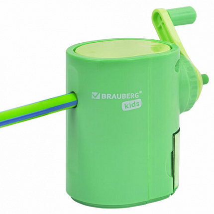 Точилка механическая BRAUBERG KIDS, для простых и цветных карандашей, цвет корпуса ассорти, 272006