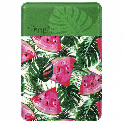 Обложка-карман для проездных документов, карт, пропусков "Tropic", 100х65 мм, ПВХ, фотопечать ассорти, STAFF, 237595