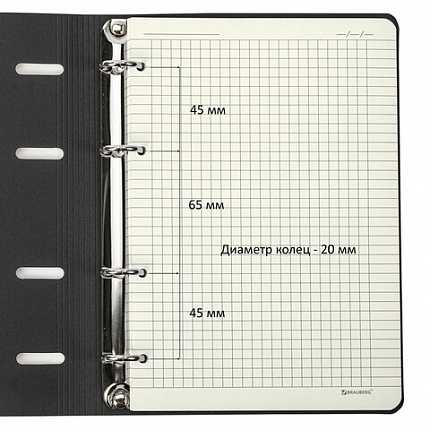 Тетрадь на кольцах А5 (180х220 мм), 80 листов, под кожу, клетка, тиснение фольгой, BRAUBERG VISTA, Avocado, 112130