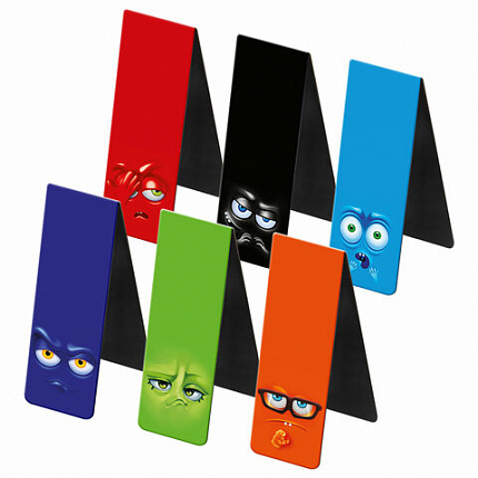 Закладки для книг МАГНИТНЫЕ, "АССОРТИ 5 ДИЗАЙНОВ МИКС", набор 6 штук, 60x20 мм, FUNSTER, 116652