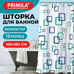 Шторка для ванной ПОЛИЭСТЕР, 180х180см, кольца в комплекте, ФИГУРЫ, PRIMILA (ПРИМИЛА), 700081