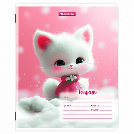 Тетрадь 12 л. BRAUBERG, линия, обложка картон, МИЛЫЕ ЗВЕРУШКИ, 107287