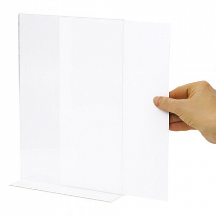 Подставка настольная для рекламных материалов ВЕРТИКАЛЬНАЯ (210х297 мм), А4, двусторонняя, BRAUBERG, 290423