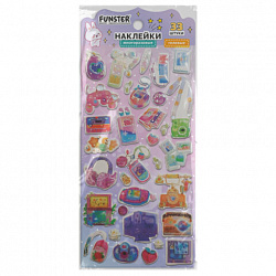 Наклейки гелевые "Красочное веселье", 17,5х9 см, ассорти 6 видов, FUNSTER (ФАНСТЕР), 666079